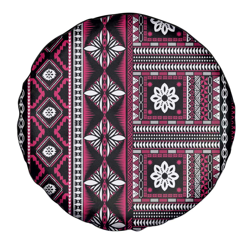 Fiji Masi Tapa Pattern Pink Spare Tire Cover - Polynesian Pride