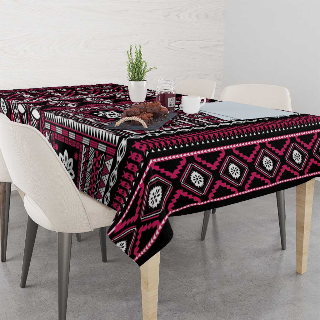 Fiji Masi Tapa Pattern Pink Tablecloth - Polynesian Pride