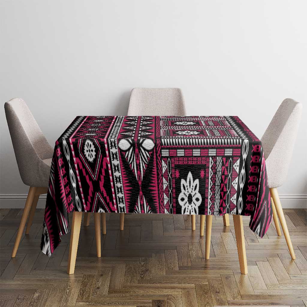 Fiji Masi Tapa Pattern Pink Tablecloth - Polynesian Pride