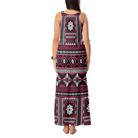 Fiji Masi Tapa Pattern Pink Tank Maxi Dress - Polynesian Pride