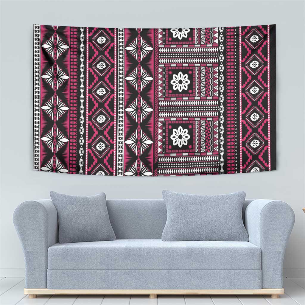 Fiji Masi Tapa Pattern Pink Tapestry - Polynesian Pride