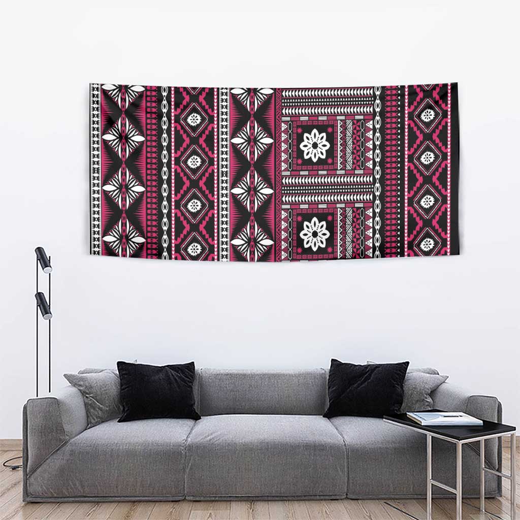 Fiji Masi Tapa Pattern Pink Tapestry - Polynesian Pride