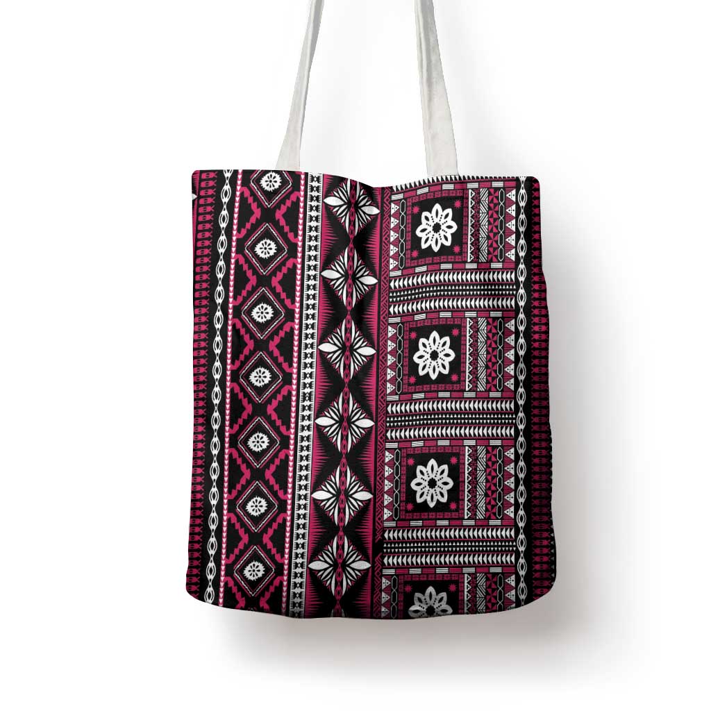 Fiji Masi Tapa Pattern Pink Tote Bag - Polynesian Pride