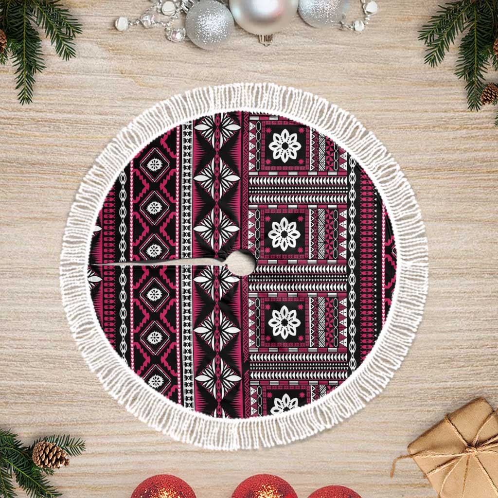 Fiji Masi Tapa Pattern Pink Tree Skirt - Polynesian Pride