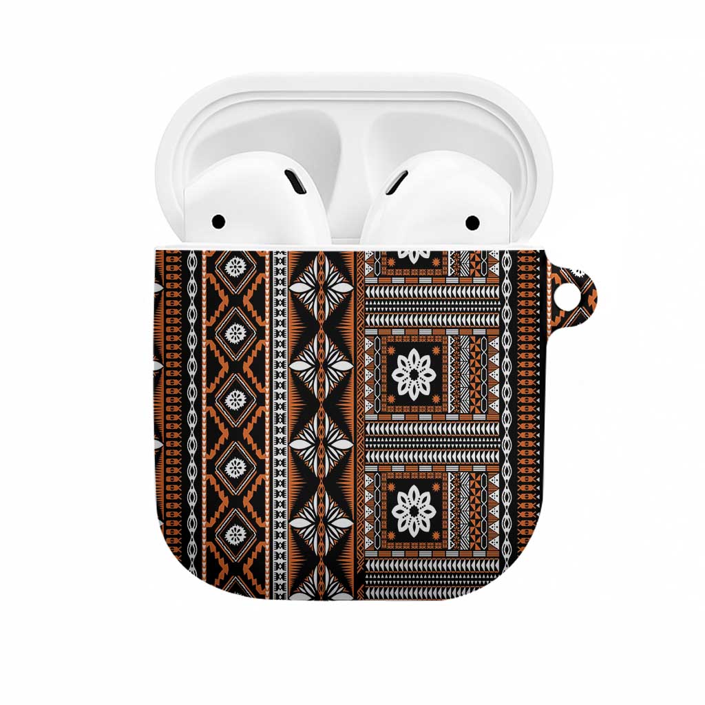 Fiji Masi Tapa Pattern Orange AirPods Case - Polynesian Pride