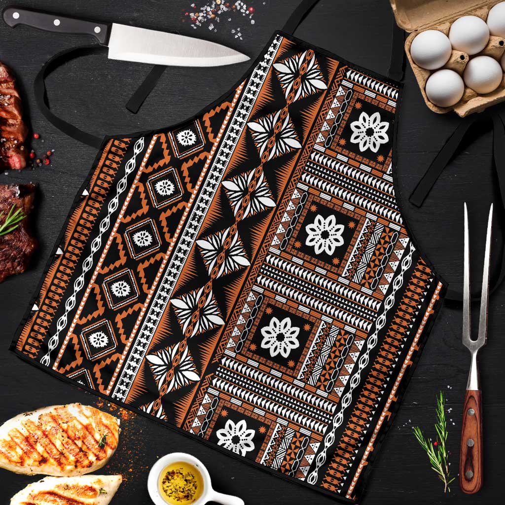 Fiji Masi Tapa Pattern Orange Apron - Polynesian Pride
