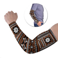 Fiji Masi Tapa Pattern Orange Arm Sleeves - Polynesian Pride