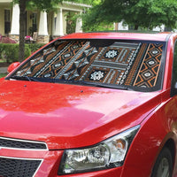Fiji Masi Tapa Pattern Orange Auto Sun Shade - Polynesian Pride