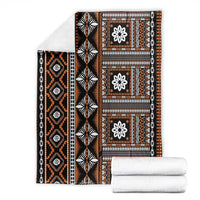 Fiji Masi Tapa Pattern Orange Blanket - Polynesian Pride