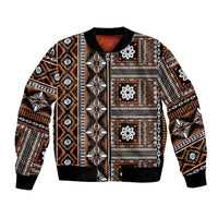 Fiji Masi Tapa Pattern Orange Bomber Jacket - Polynesian Pride