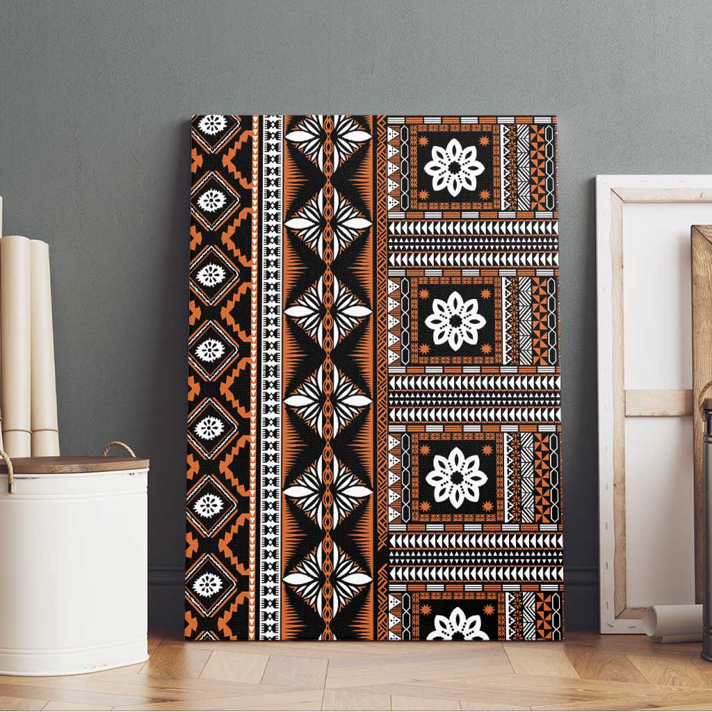Fiji Masi Tapa Pattern Orange Canvas Wall Art - Polynesian Pride