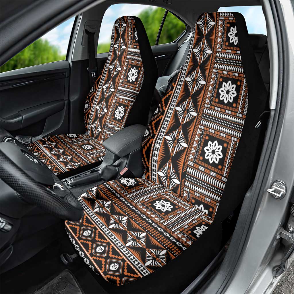 Fiji Masi Tapa Pattern Orange Car Seat Cover - Polynesian Pride