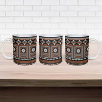 Fiji Masi Tapa Pattern Orange Ceramic Mug - Polynesian Pride
