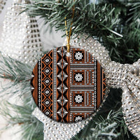 Fiji Masi Tapa Pattern Orange Ceramic Ornament - Polynesian Pride