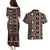 Fiji Masi Tapa Pattern Orange Couples Matching Puletasi and Hawaiian Shirt - Polynesian Pride