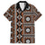 Fiji Masi Tapa Pattern Orange Family Matching Tank Maxi Dress and Hawaiian Shirt - Polynesian Pride