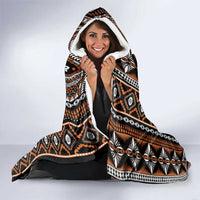 Fiji Masi Tapa Pattern Orange Hooded Blanket - Polynesian Pride