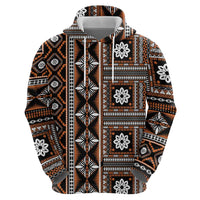 Fiji Masi Tapa Pattern Orange Hoodie - Polynesian Pride