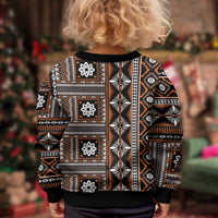 Fiji Masi Tapa Pattern Orange Kid Ugly Christmas Sweater - Polynesian Pride