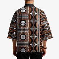 Fiji Masi Tapa Pattern Orange Kimono - Polynesian Pride