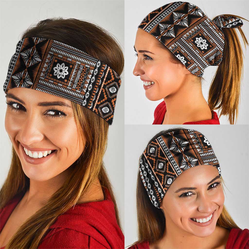 Fiji Masi Tapa Pattern Orange Neck Gaiter - Polynesian Pride