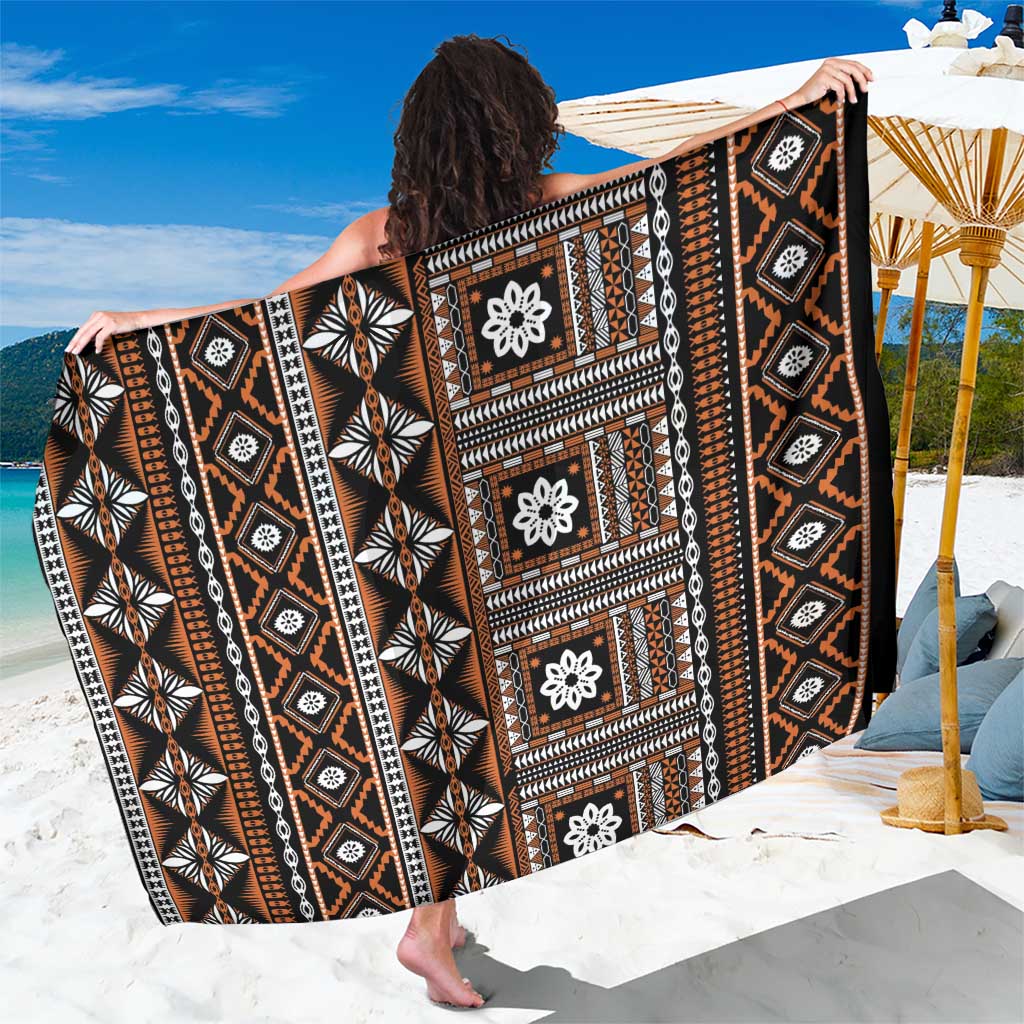 Fiji Masi Tapa Pattern Orange Sarong - Polynesian Pride