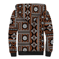 Fiji Masi Tapa Pattern Orange Sherpa Hoodie - Polynesian Pride