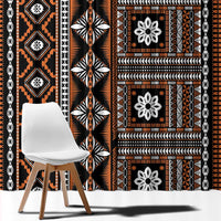Fiji Masi Tapa Pattern Orange Window Curtain - Polynesian Pride