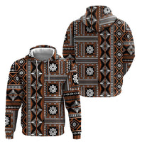 Fiji Masi Tapa Pattern Orange Zip Hoodie - Polynesian Pride