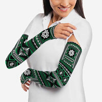 Fiji Masi Tapa Pattern Green Arm Sleeves - Polynesian Pride