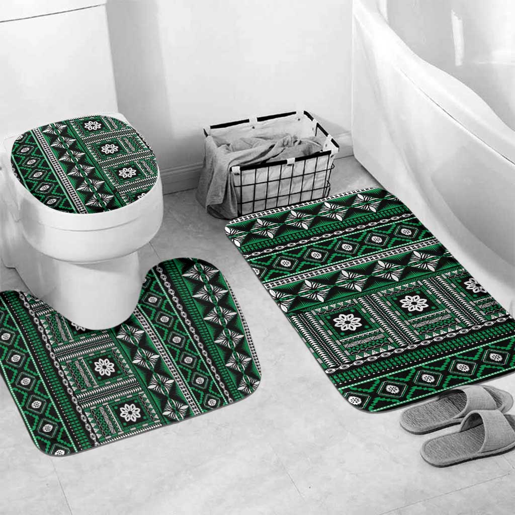 Fiji Masi Tapa Pattern Green Bathroom Set - Polynesian Pride