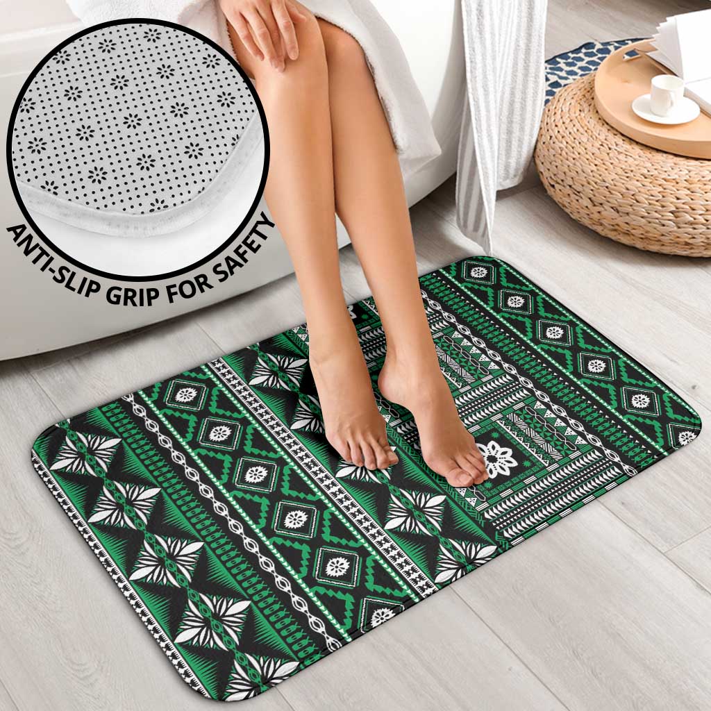 Fiji Masi Tapa Pattern Green Bathroom Set - Polynesian Pride