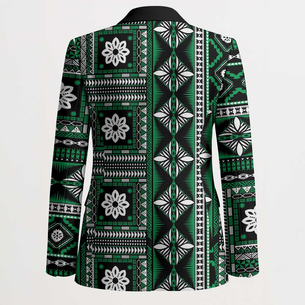Fiji Masi Tapa Pattern Green Blazer - Polynesian Pride