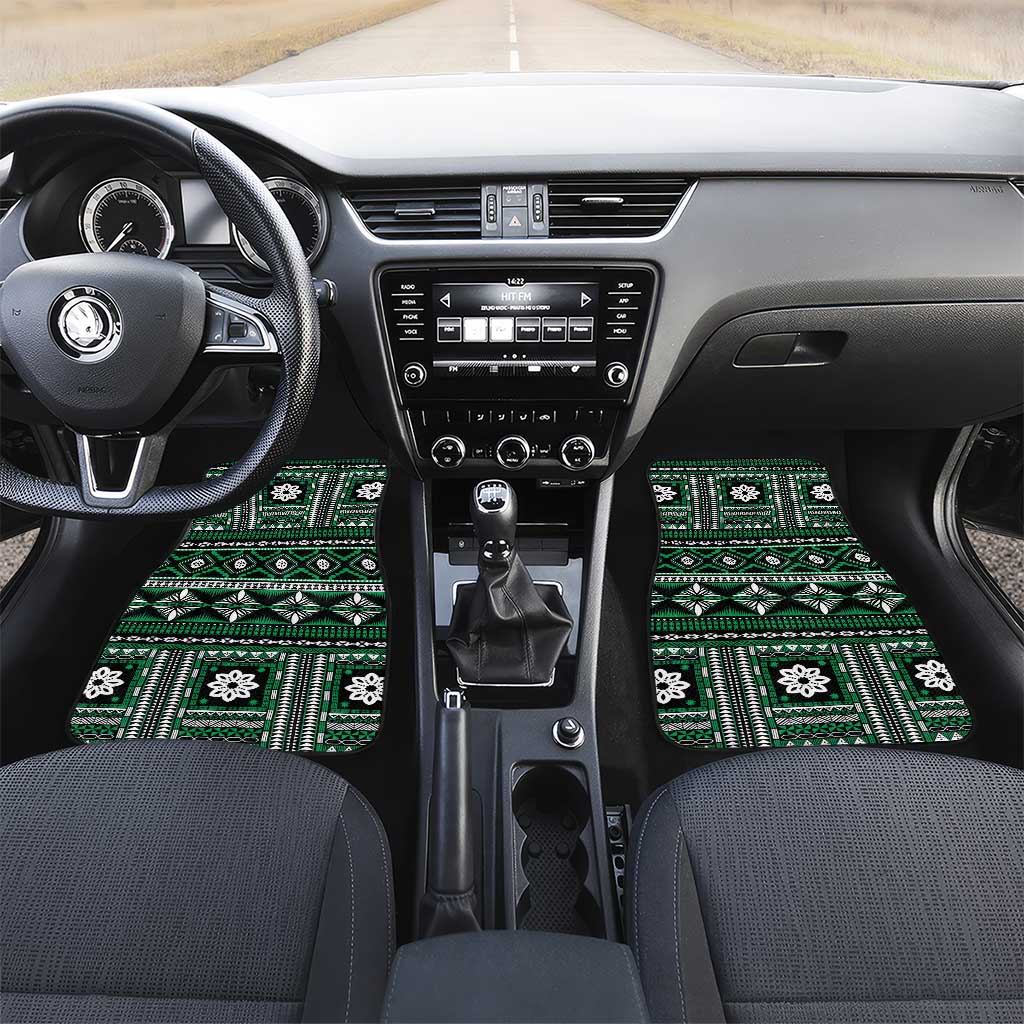 Fiji Masi Tapa Pattern Green Car Mats - Polynesian Pride