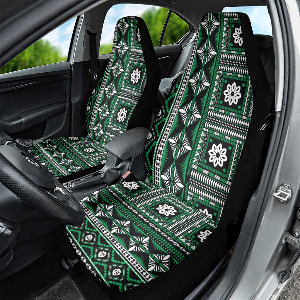 Fiji Masi Tapa Pattern Green Car Seat Cover - Polynesian Pride