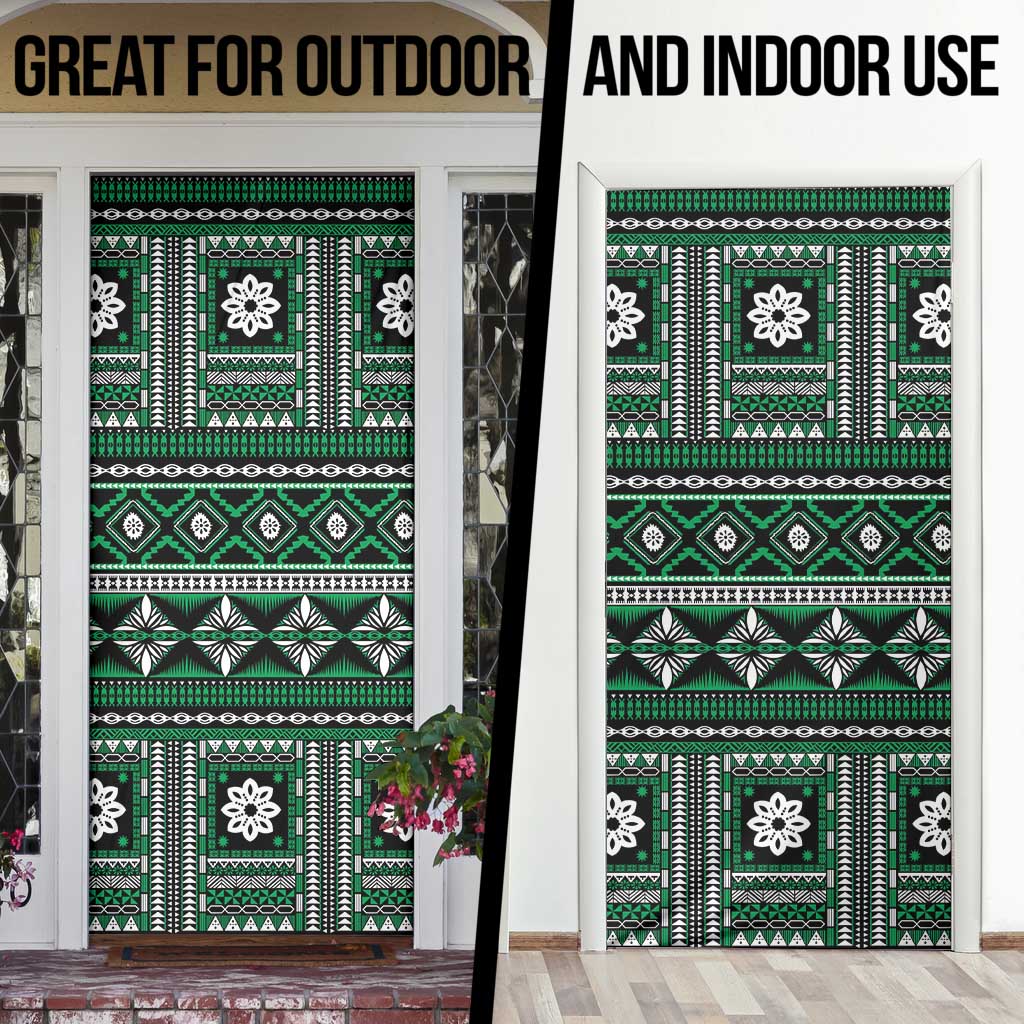 Fiji Masi Tapa Pattern Green Door Cover - Polynesian Pride