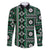 Fiji Masi Tapa Pattern Green Family Matching Long Sleeve Bodycon Dress and Hawaiian Shirt - Polynesian Pride