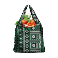 Fiji Masi Tapa Pattern Green Grocery Bag - Polynesian Pride