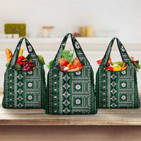 Fiji Masi Tapa Pattern Green Grocery Bag - Polynesian Pride