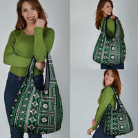 Fiji Masi Tapa Pattern Green Grocery Bag - Polynesian Pride