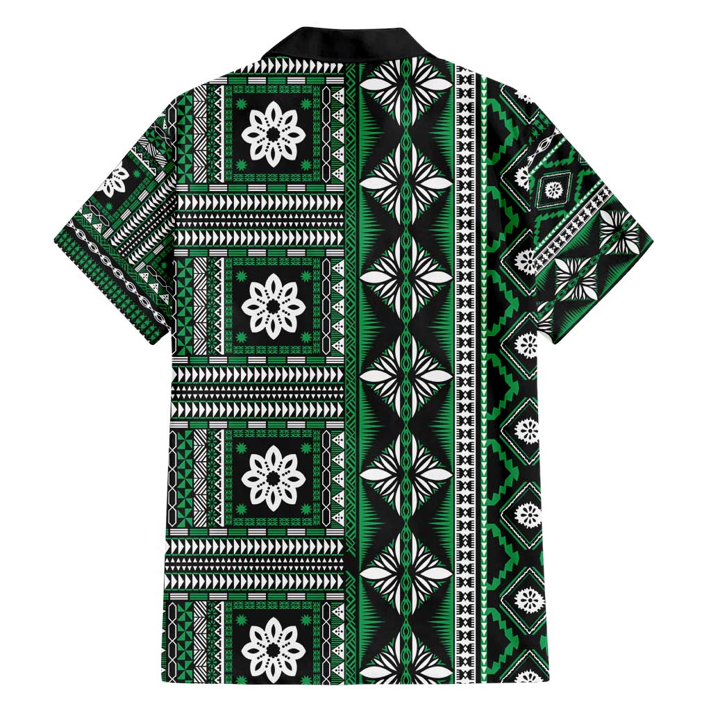 Fiji Masi Tapa Pattern Green Hawaiian Shirt - Polynesian Pride
