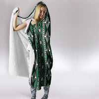 Fiji Masi Tapa Pattern Green Hooded Blanket - Polynesian Pride