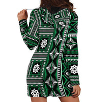 Fiji Masi Tapa Pattern Green Hoodie Dress - Polynesian Pride