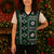 Fiji Masi Tapa Pattern Green Christmas Knitted V-Neck Vest - Polynesian Pride