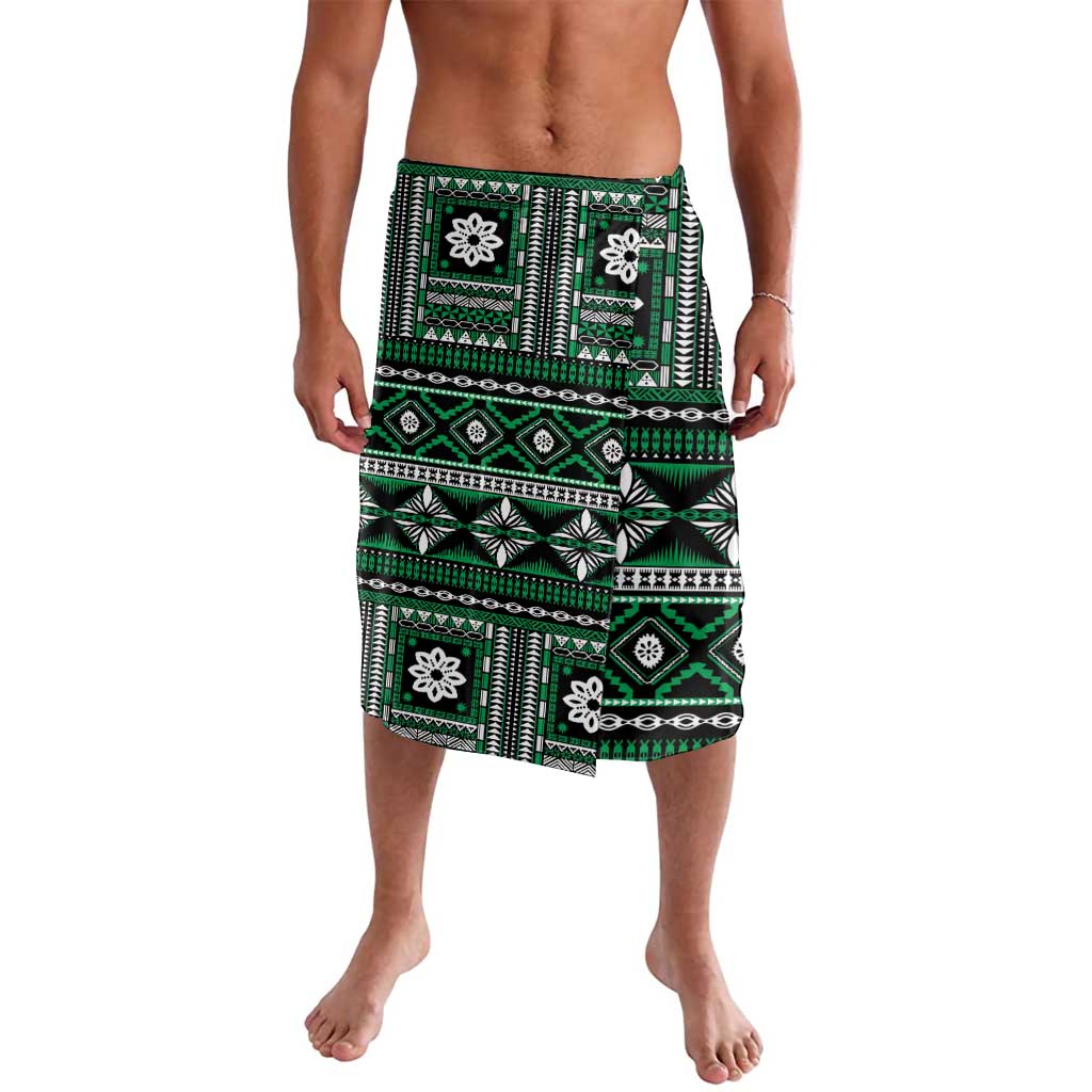 Fiji Masi Tapa Pattern Green Lavalava - Polynesian Pride