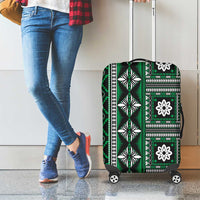 Fiji Masi Tapa Pattern Green Luggage Cover - Polynesian Pride