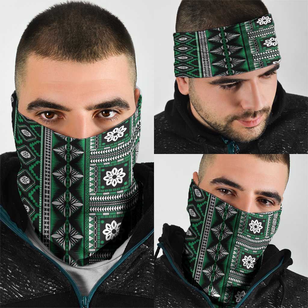 Fiji Masi Tapa Pattern Green Neck Gaiter - Polynesian Pride