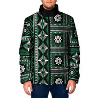 Fiji Masi Tapa Pattern Green Padded Jacket - Polynesian Pride