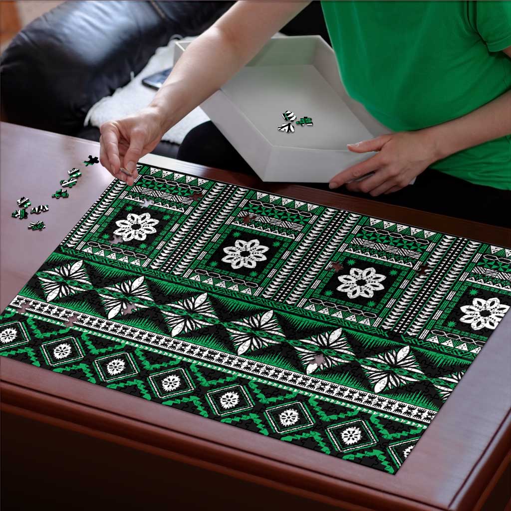 Fiji Masi Tapa Pattern Green Puzzle - Polynesian Pride