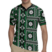 Fiji Masi Tapa Pattern Green Rugby Jersey - Polynesian Pride
